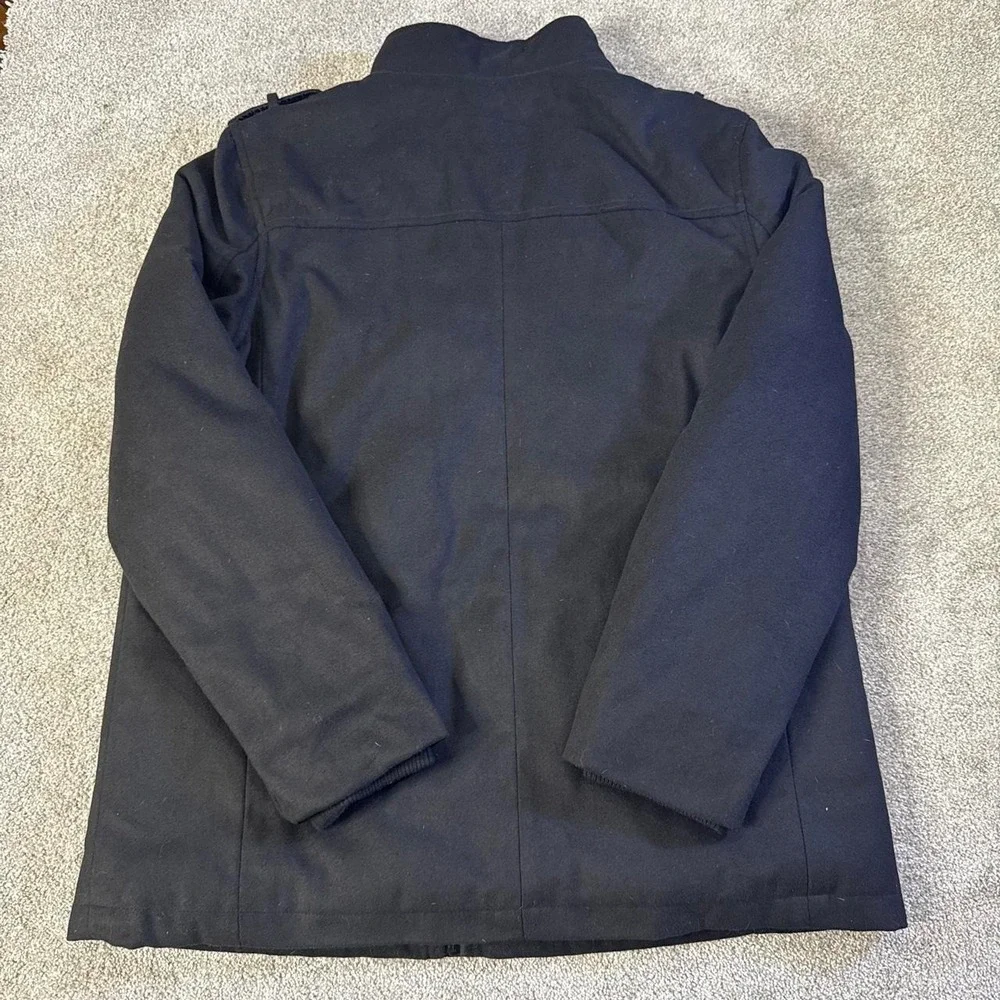 Helix Modern Peacoat Men's 2XL Black Button Up Wool Blend Coat